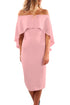 Sexy Pink Luxurious Off Shoulder Batwing Cape Midi Dress